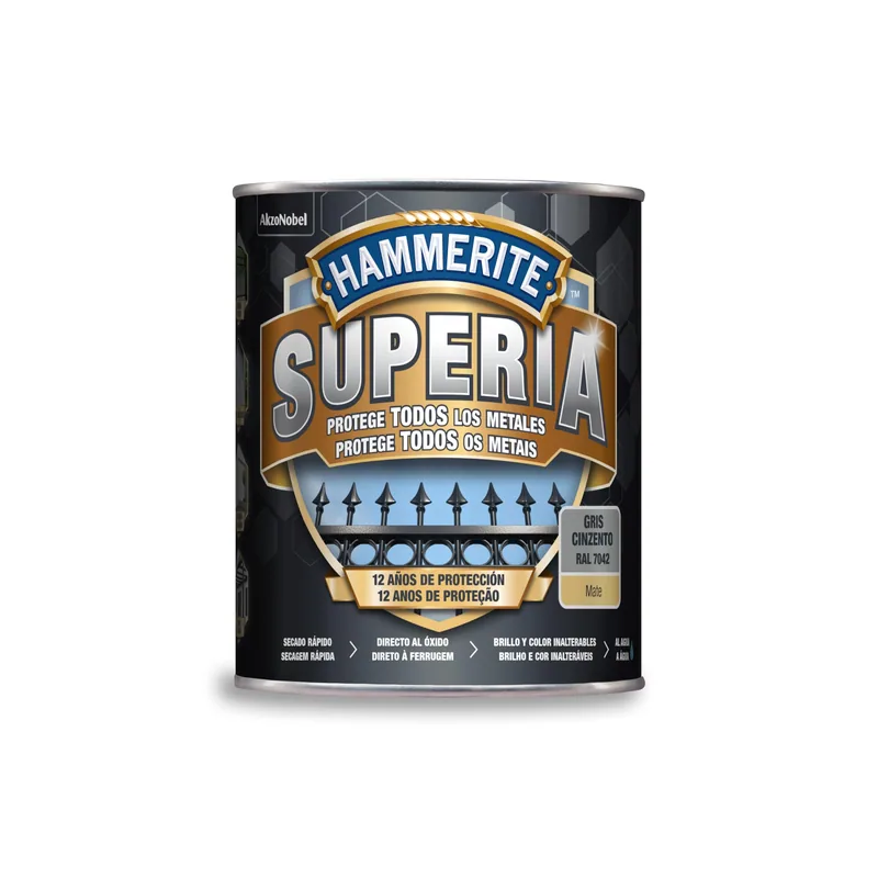 Hammerite Superia Esmalte antioxidante al agua Mate Gris 750 ml
