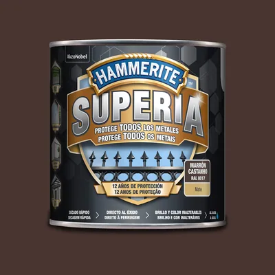 Hammerite Superia Esmalte antioxidante al agua Mate Marrón Oscuro 2.5 L