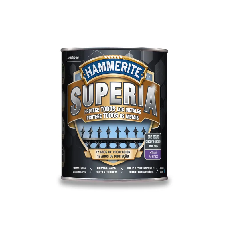 Hammerite Esmalte antioxidante al agua gris oscuro 750 ml