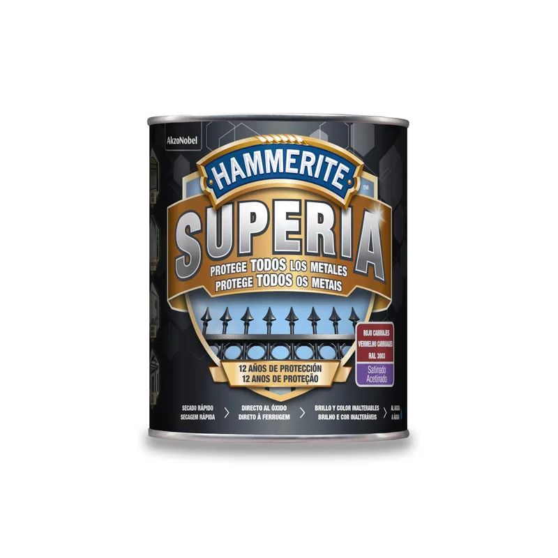 Hammerite Superia Esmalte antioxidante al agua Satinado Rojo Carruajes 750 ml