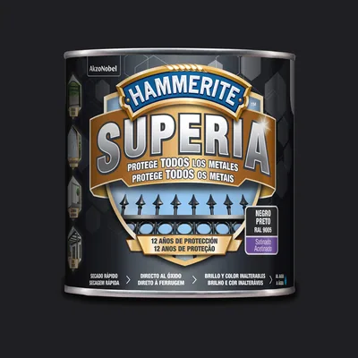 Hammerite Superia Esmalte antioxidante al agua Satinado Negro 2.5 L