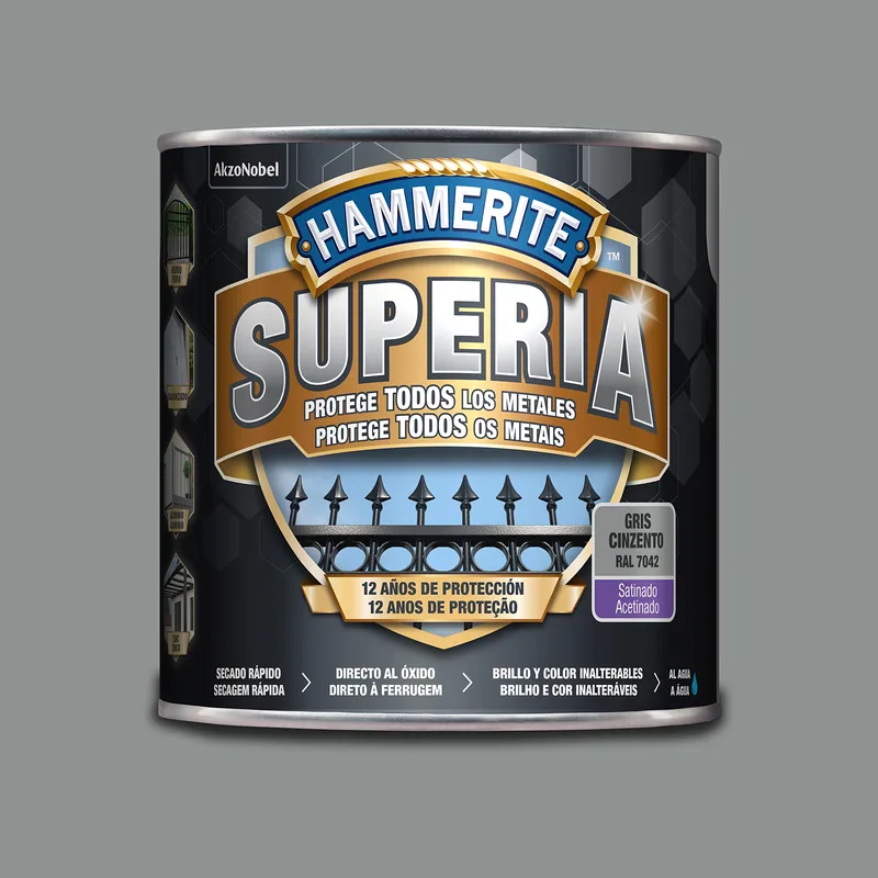Hammerite Superia Esmalte antioxidante al agua Satinado Gris 2,5 L