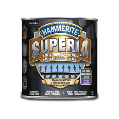Hammerite Esmalte antioxidante al agua gris oscuro 2,5 L