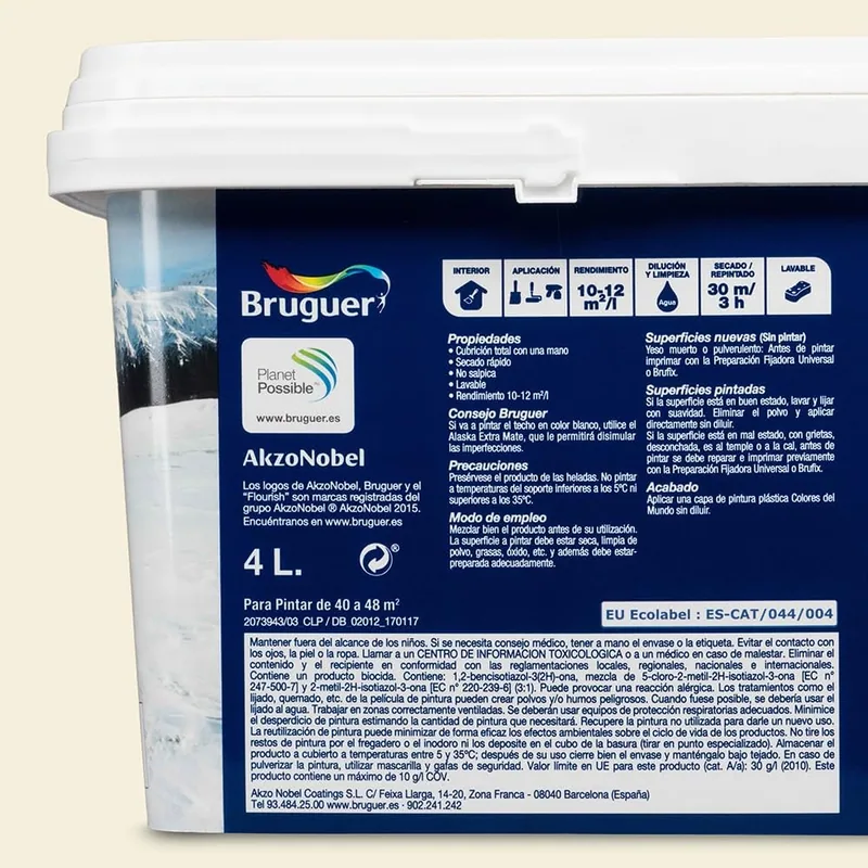 Bruguer Pintura plástica Colores Mundo Alaska blanco interior 4 l