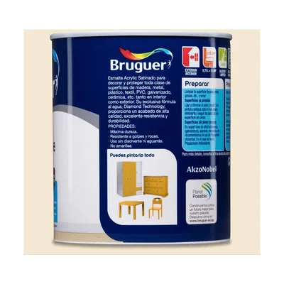 Bruguer Acrylic Multisuperficie satinado blanco hueso 750 ml – foto 7