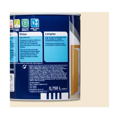 Bruguer Acrylic Multisuperficie satinado blanco hueso 750 ml – foto 8