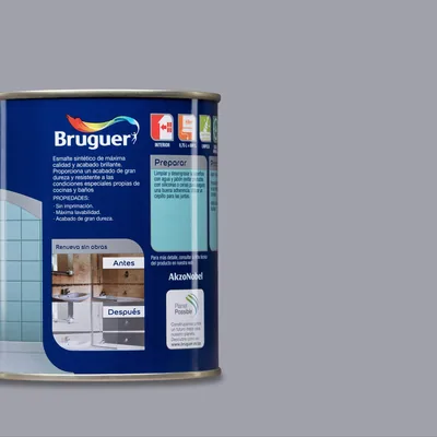 Bruguer Esmalte azulejos brillante gris ártico 750 ml – foto 3