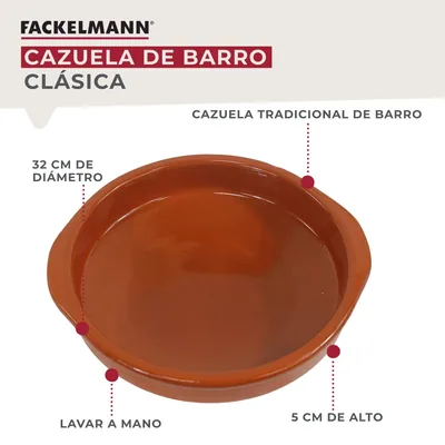 Fackelmann Cazuela de Barro Tradicional 32 cm - 1 unidad – foto 7