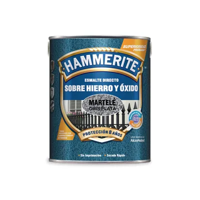 Hammerite Esmalte directo sobre hierro y óxido Martelé gris plata 5 L