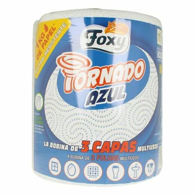 Foxy 1460155 Tornado azul papel de cocina 3 capas decorado (pack de 6)