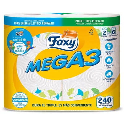 Foxy Mega3 papel de cocina 2 rollos (pack de 10)