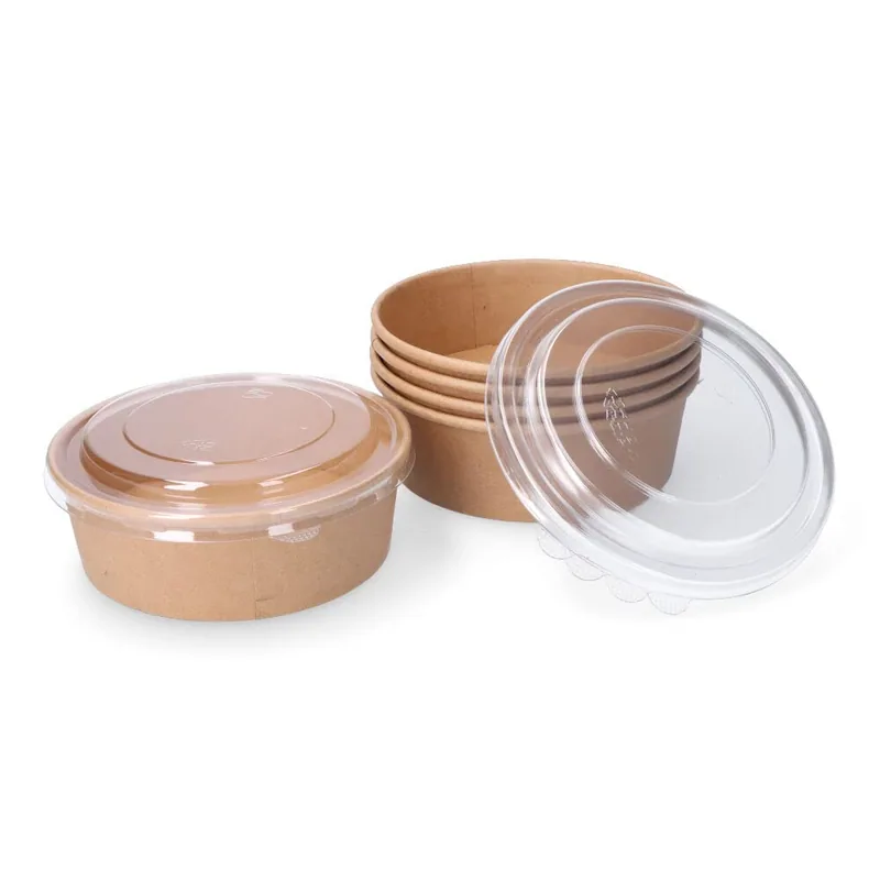 Best Products Envase de cartón biodegradable redondo para ensalada con tapa - pack de 3 unidades