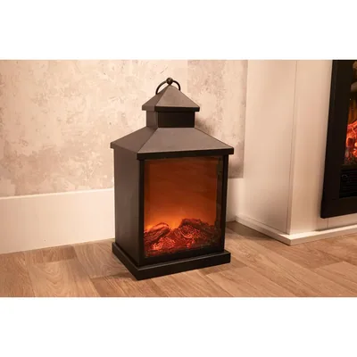 Grundig 71790 Farol efecto chimenea 3 LED metal 23x14x16 cm gris – foto 2