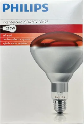 Philips bombilla reflectora R125 infrarrojos 250W E27 roja