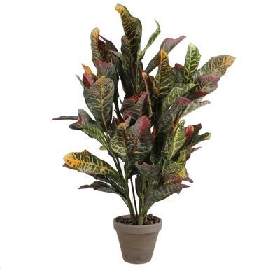 Mica Decorations Decorations Croton verde de PVC con maceta gris