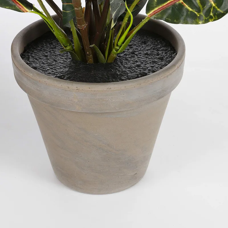 Mica Decorations Decorations Croton verde de PVC con maceta gris