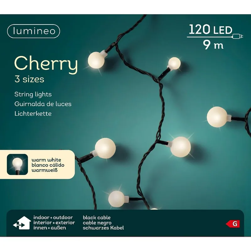EDM Guirnalda Cherry LED 900cm 120 leds luz cálida exterior