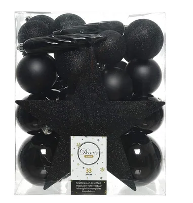 Decoris 72211 33 adornos para árbol negro 12x20x5 cm