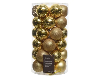 EDM Tubo de 37 bolas decorativas para árbol de Navidad, dorado – foto 2