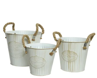 Decoris 83086 3 cubos de zinc con asa de cuerda