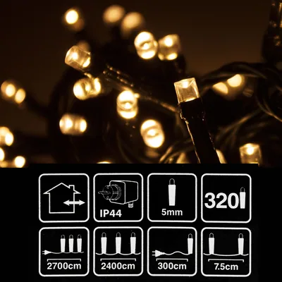 Self Import Agencies Guirnalda fija 320 LED luz cálida 2700 cm IP44 – foto 3