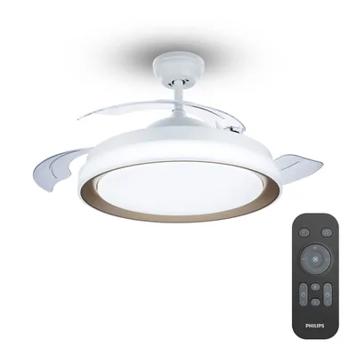 Philips Bliss ventilador de techo con luz LED 28W blanco y dorado