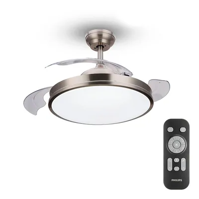 Philips Atlas ventilador de techo con luz LED 28W níquel
