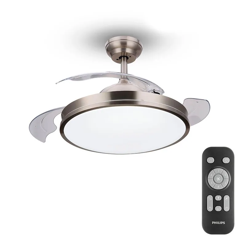 Philips Atlas ventilador de techo con luz LED 28W níquel