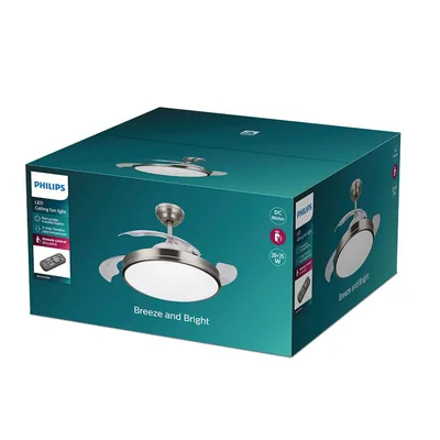 Philips Atlas ventilador de techo con luz LED 28W níquel – foto 4