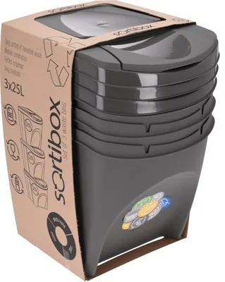 Sortibox Sistema de 3 cubos de 25 L apilables para reciclaje – foto 2