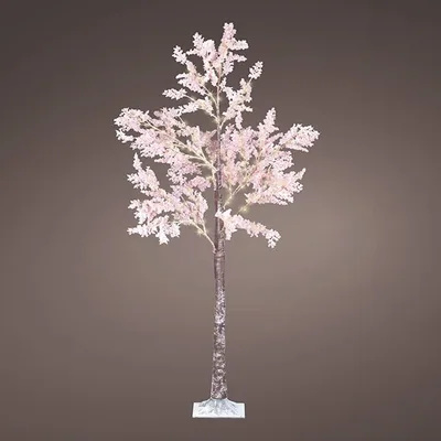 Lumineo Árbol micro LED flores rosas IP44 180cm