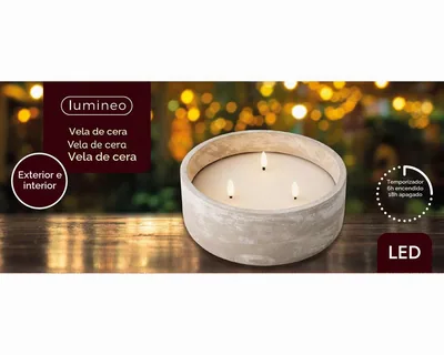 Lumineo Vela solar interior/exterior efecto llama 28x8cm 3 leds – foto 3