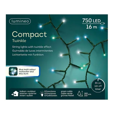 EDM Guirnalda LED compact parpadeante blanco, azul y turquesa, 16m – foto 4