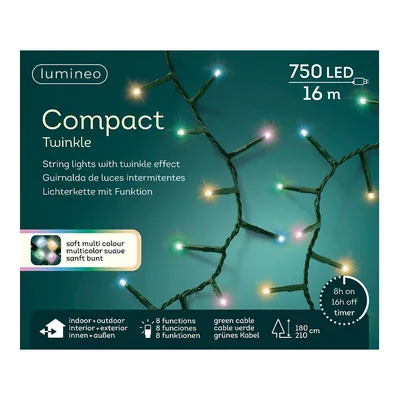  Guirnalda LED parpadeante multicolor pastel, 16 m, 750 luces, cable verde – foto 5
