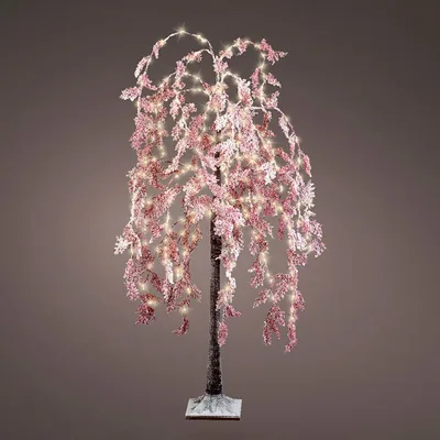 Sauce llorón microled flor rosa, exterior, 180 cm, 360 leds