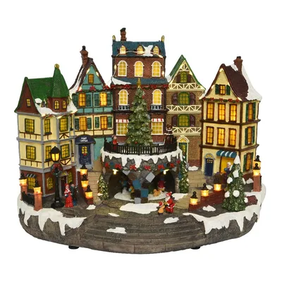 Escena navideña Christmas Village, 25,5x40x31,5 cm, 48 luces