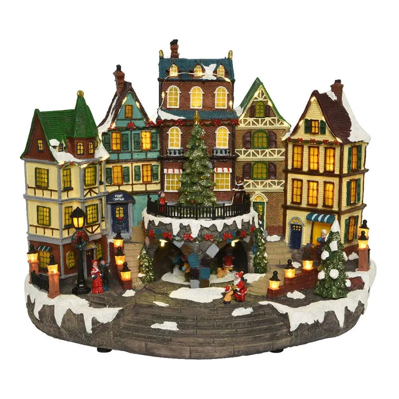 Escena navideña Christmas Village, 25,5x40x31,5 cm, 48 luces