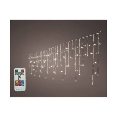 Lumineo Cortina LED Icicle Lights multicolor 5,85m 150 leds cable blanco