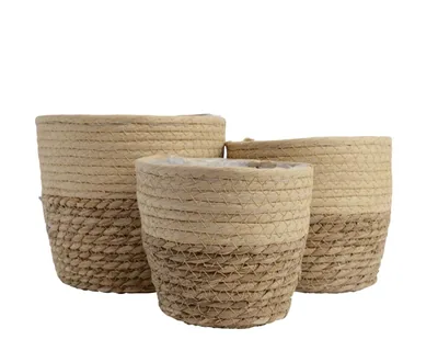 Kaemingk Conjunto de 3 cestos de yute Ø20 20x20x17cm
