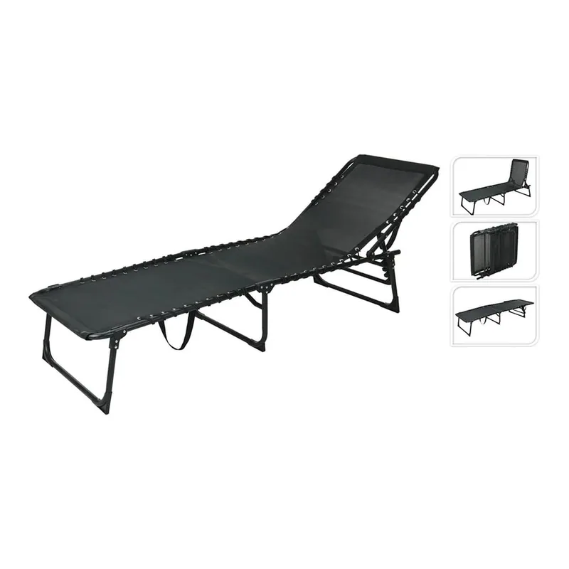  Tumbona plegable metálica negra